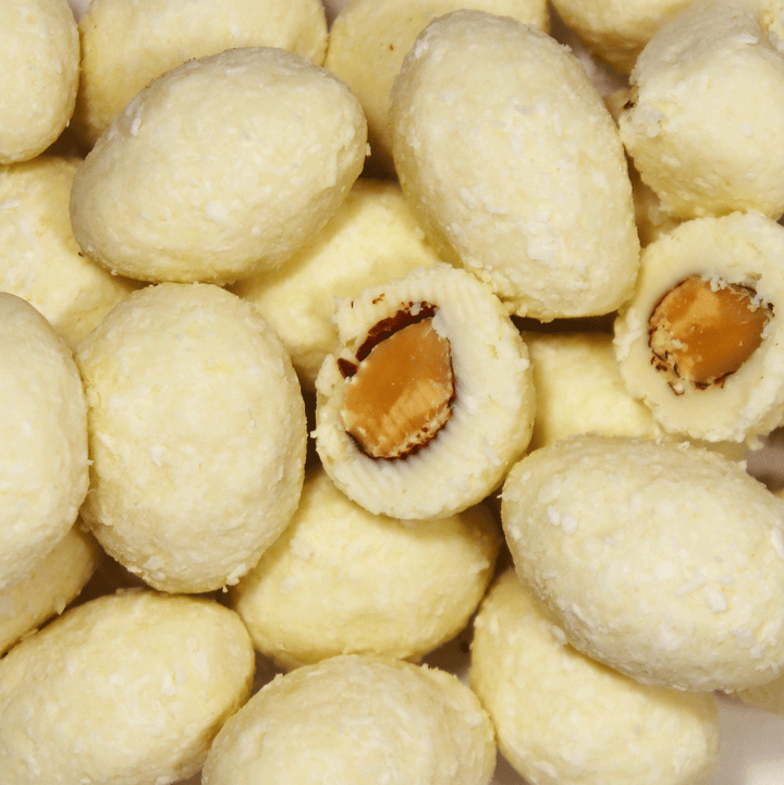 Amandes enrobées au Chocolat Blanc & Pétales de Coco 200g
